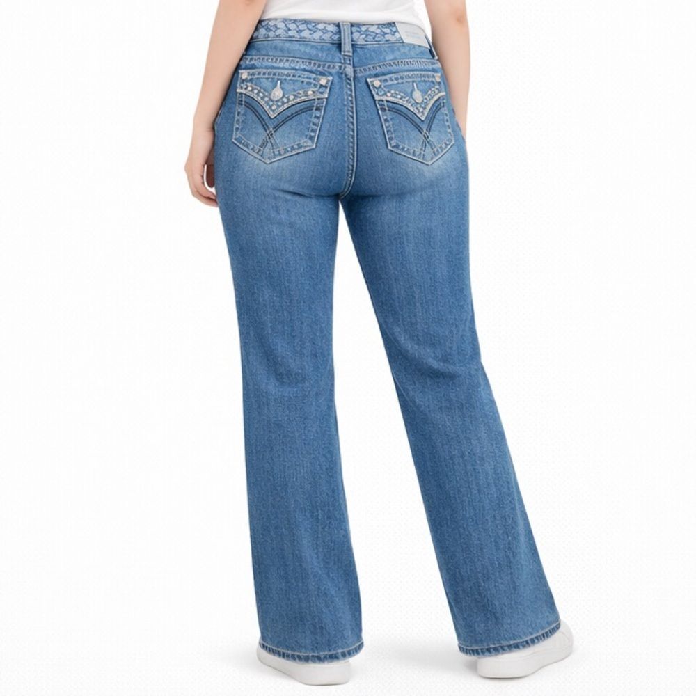 Miss Me High Rise Wide Leg Jeans Med Blue 28